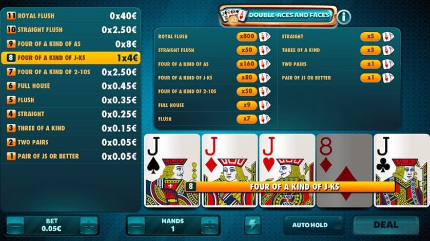 Double Aces and Faces Poker online