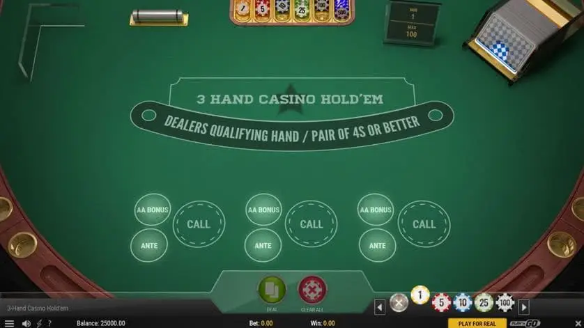 Vídeo Pôquer Casino Hold'em de 3 Mãos online